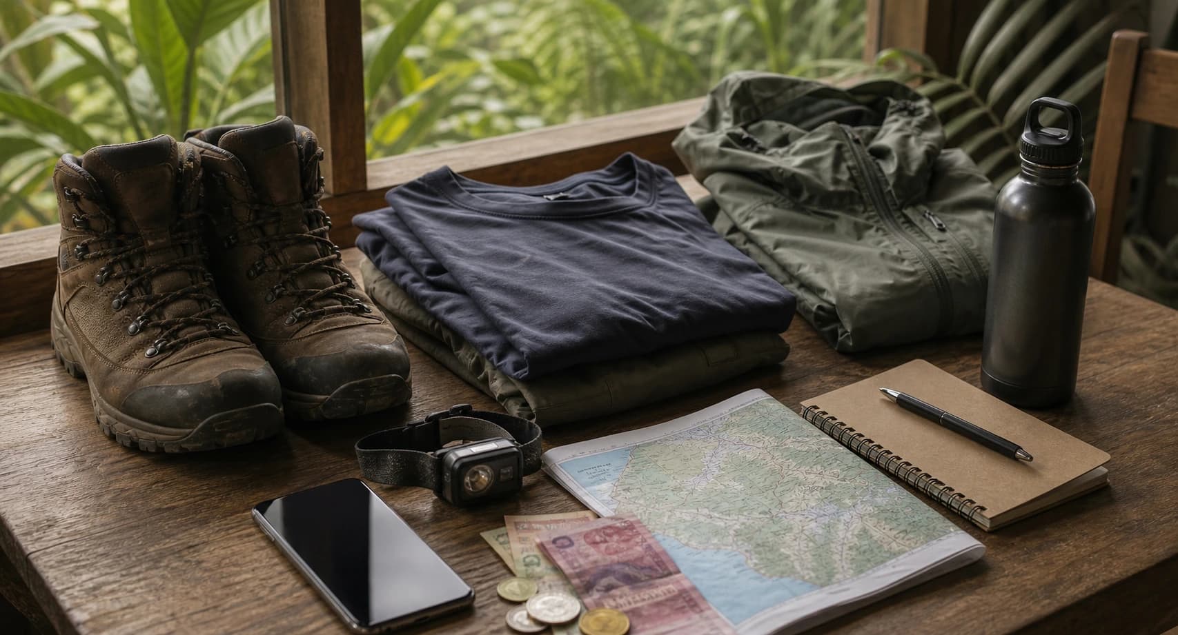 Riverside jungle camp in Sumatra